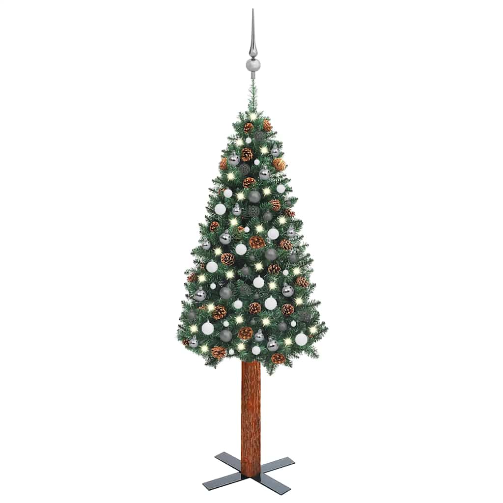 Slim Pre-Lit Christmas Tree With Ball Set Pvc