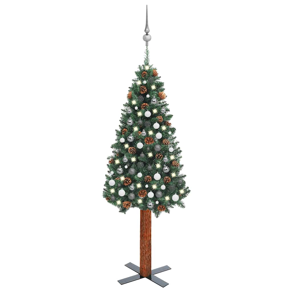 Slim Pre-Lit Christmas Tree With Ball Set Pvc