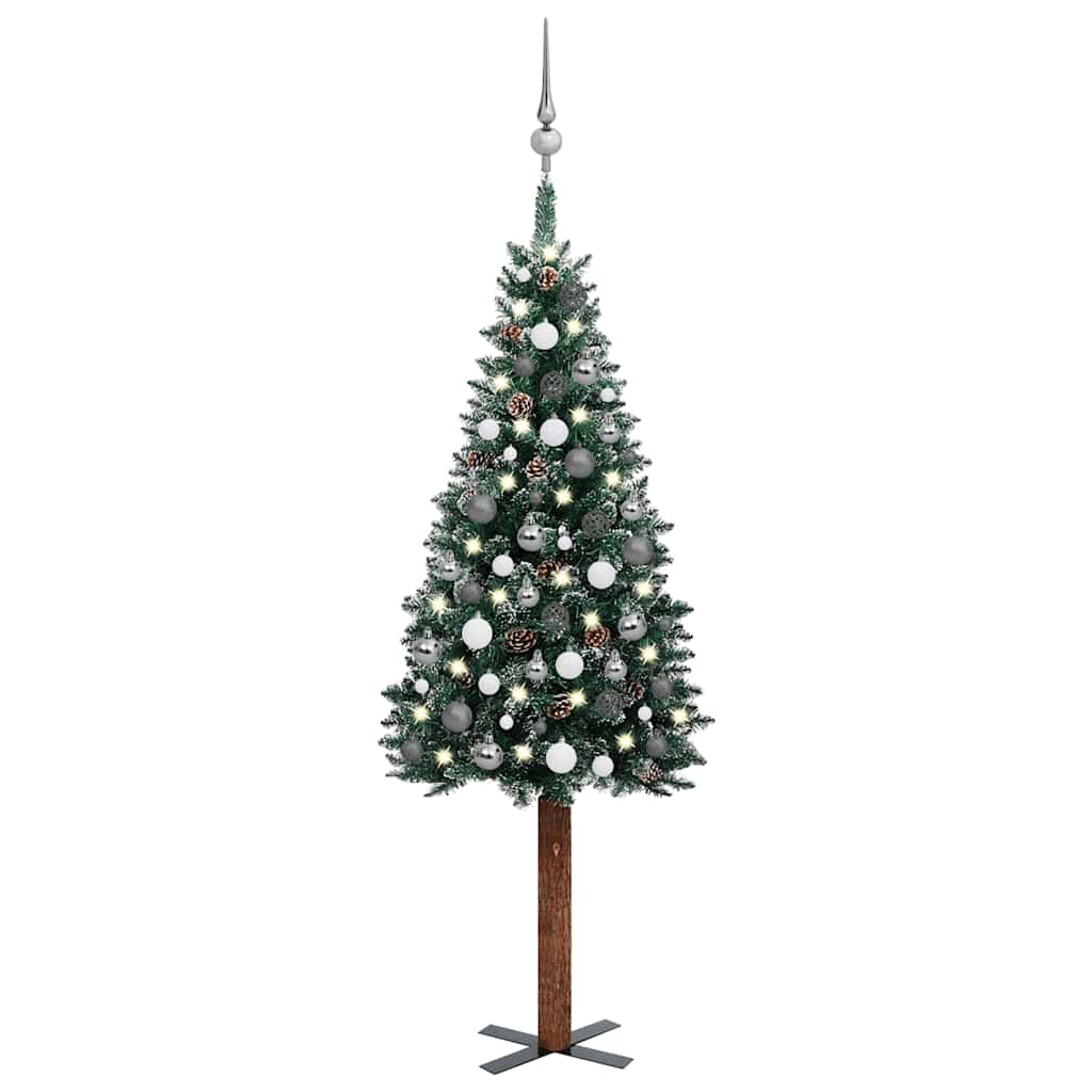 Slim Pre-Lit Christmas Tree With Ball Set Pvc