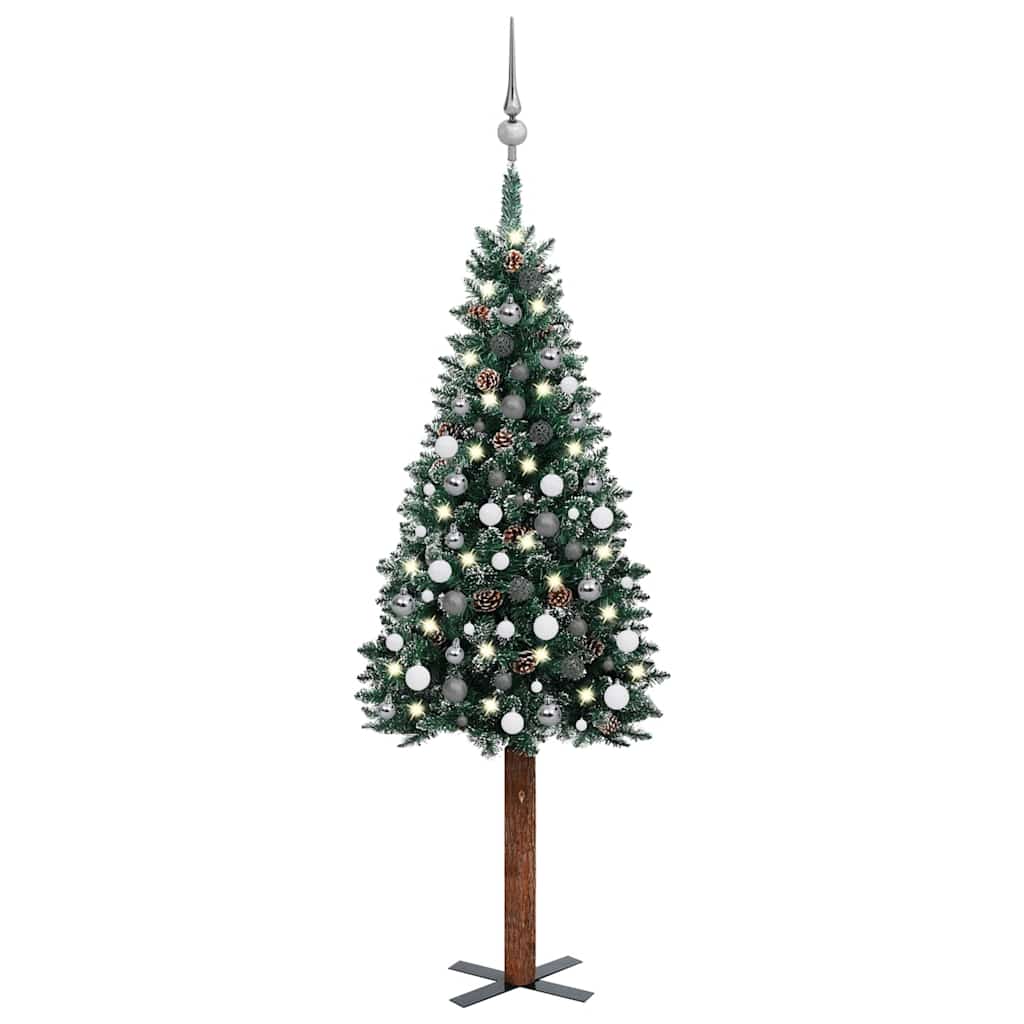 Slim Pre-Lit Christmas Tree With Ball Set Pvc