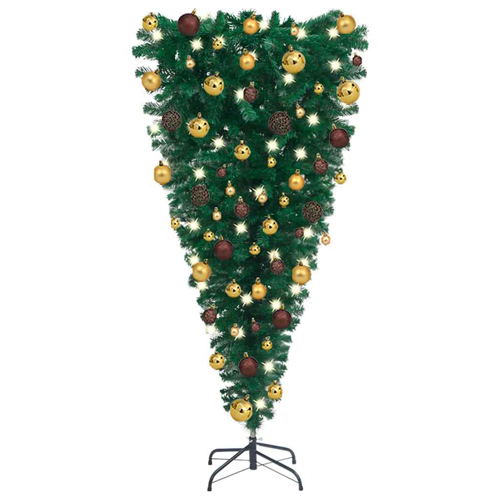 Upside-Down Artificial Pre-Lit Christmas Tree With Ball Set 210 Cm