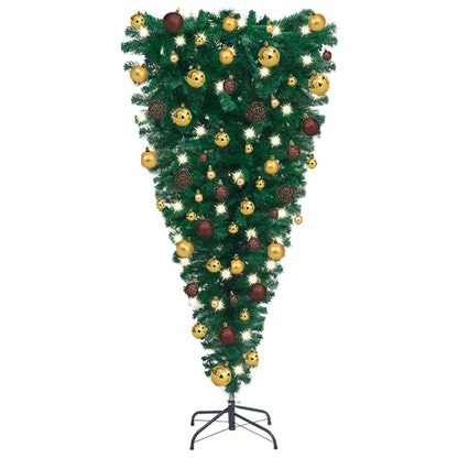 Upside-Down Artificial Pre-Lit Christmas Tree With Ball Set 210 Cm
