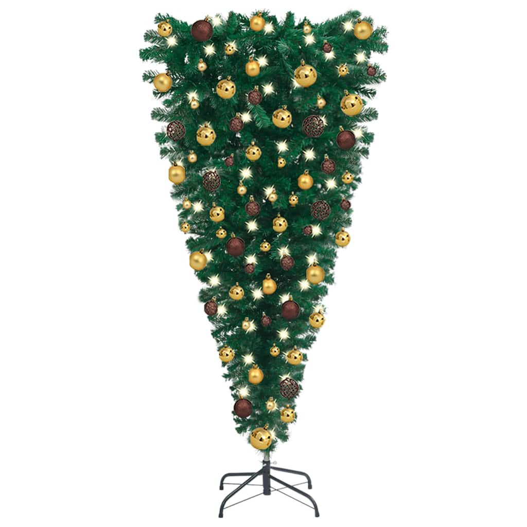 Upside-Down Artificial Pre-Lit Christmas Tree With Ball Set 210 Cm