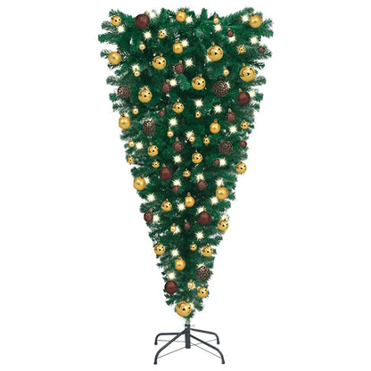 Upside-Down Artificial Pre-Lit Christmas Tree With Ball Set 210 Cm