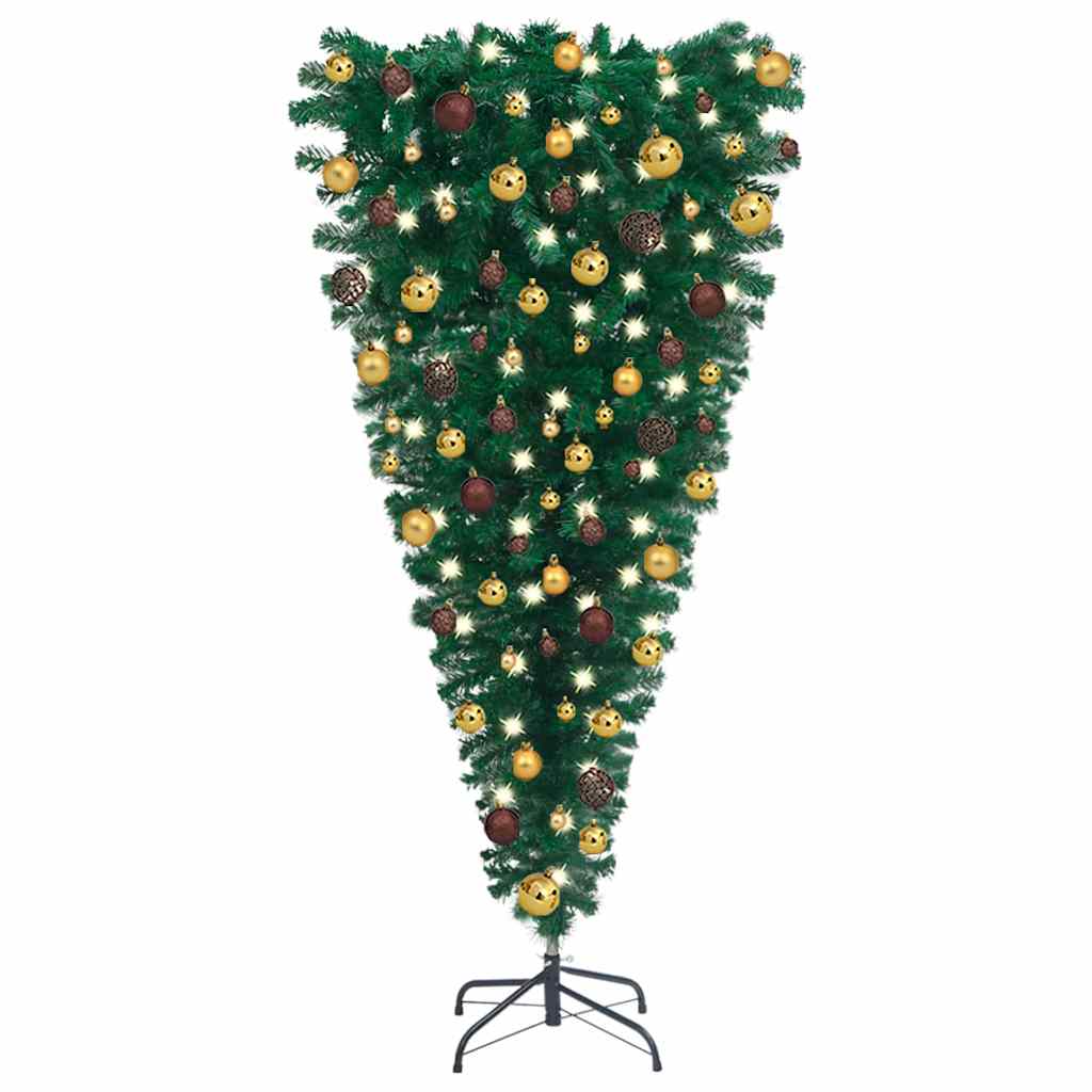 Upside-Down Artificial Pre-Lit Christmas Tree With Ball Set 210 Cm