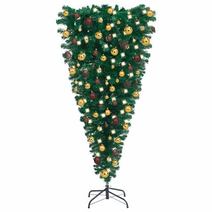 Upside-Down Artificial Pre-Lit Christmas Tree With Ball Set 210 Cm