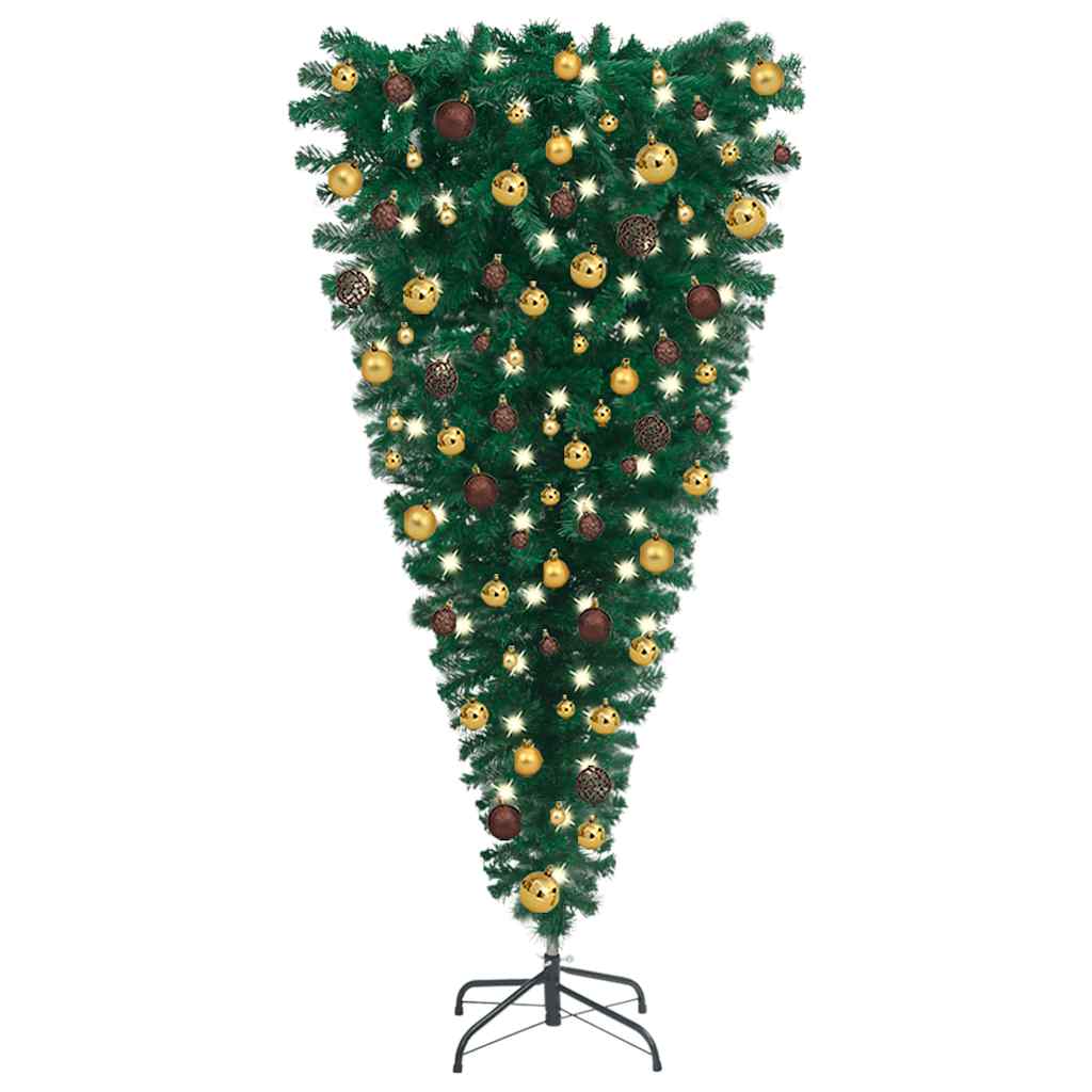 Upside-Down Artificial Pre-Lit Christmas Tree With Ball Set 210 Cm