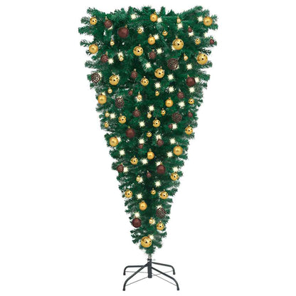 Upside-Down Artificial Pre-Lit Christmas Tree With Ball Set 210 Cm