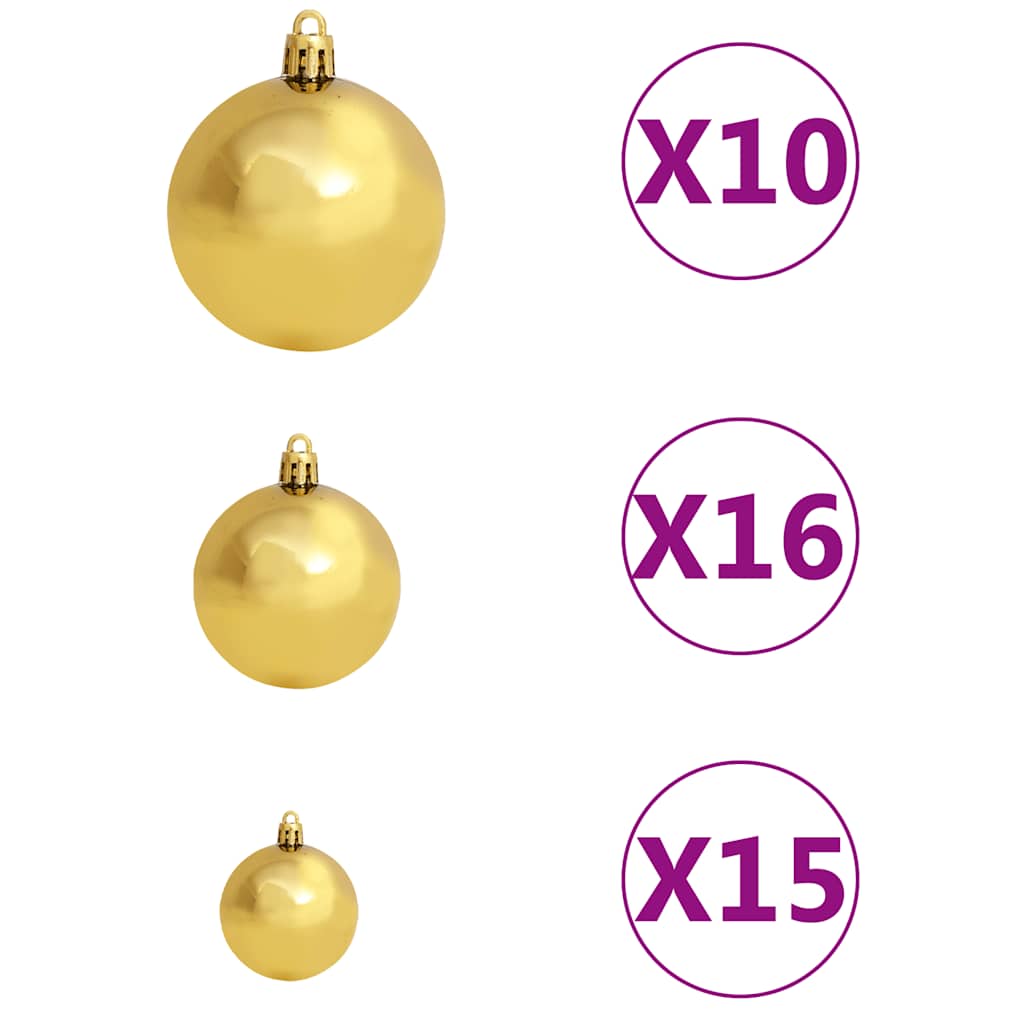 Upside-Down Artificial Pre-Lit Christmas Tree With Ball Set 210 Cm