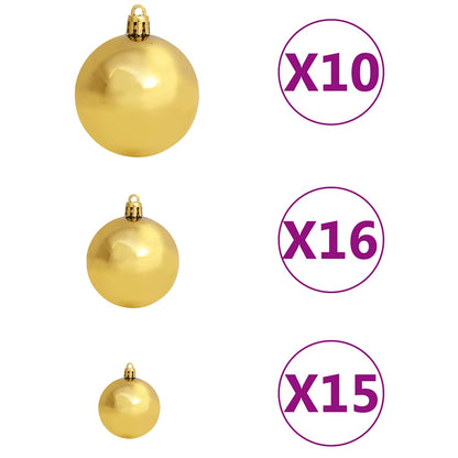Upside-Down Artificial Pre-Lit Christmas Tree With Ball Set 210 Cm