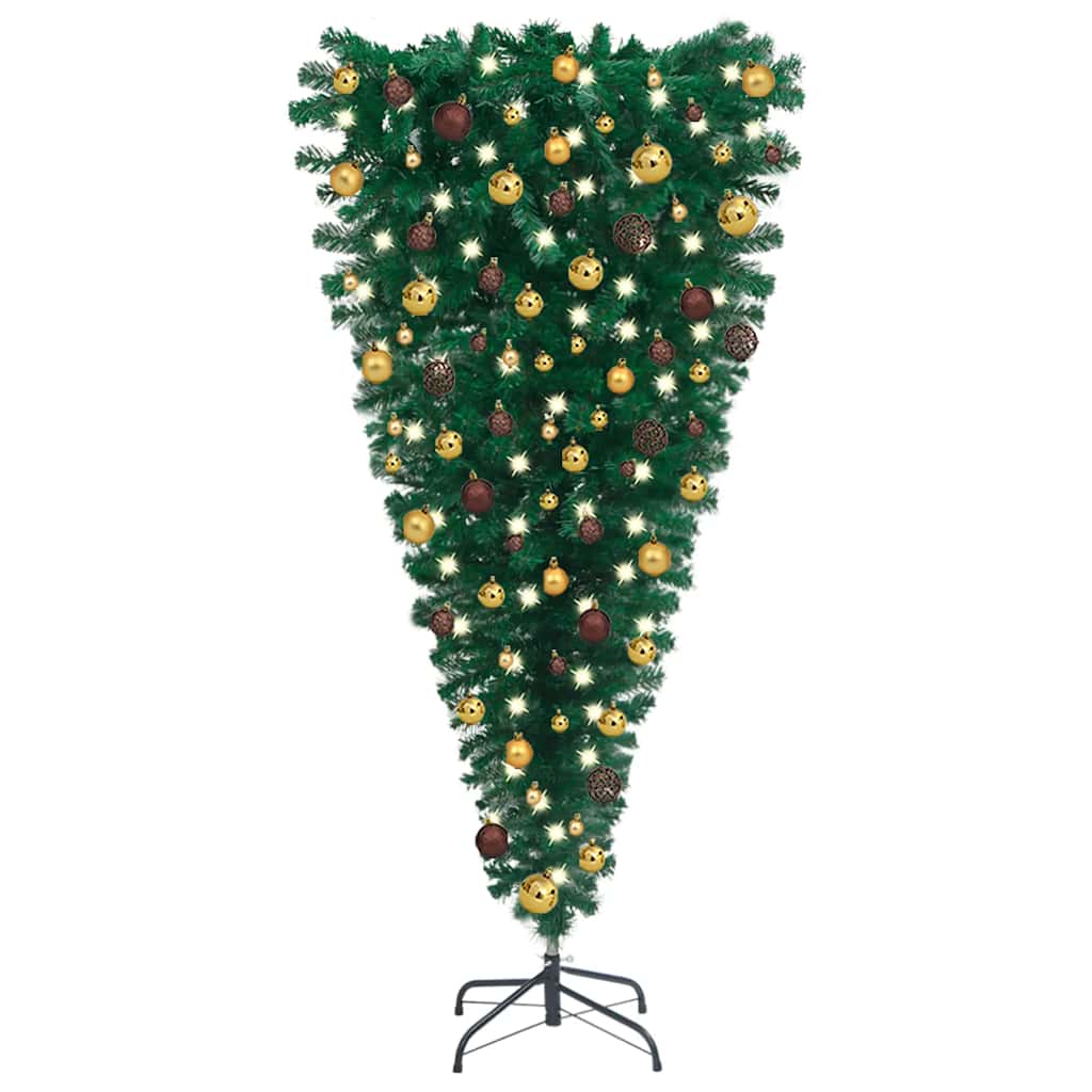 Upside-Down Artificial Pre-Lit Christmas Tree With Ball Set 210 Cm