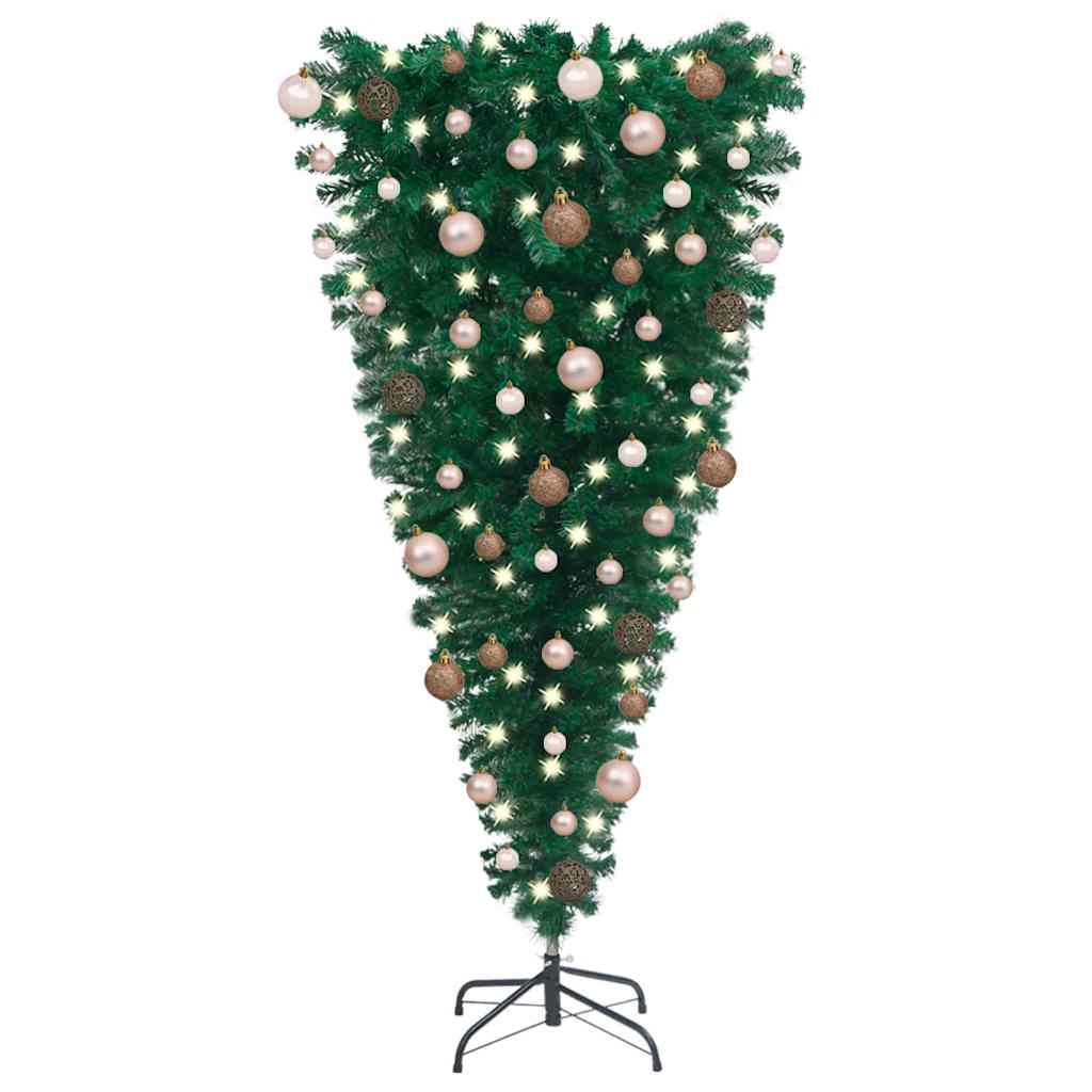 Upside-Down Artificial Pre-Lit Christmas Tree With Ball Set 210 Cm