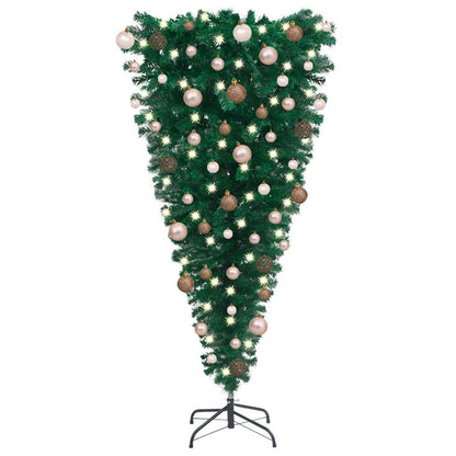 Upside-Down Artificial Pre-Lit Christmas Tree With Ball Set 210 Cm
