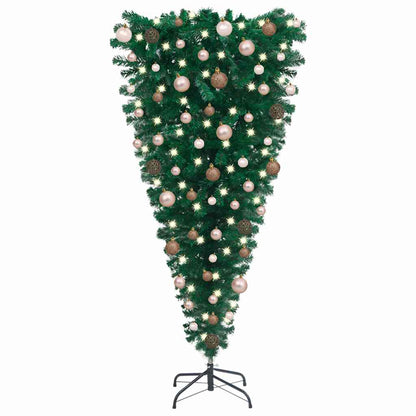 Upside-Down Artificial Pre-Lit Christmas Tree With Ball Set 210 Cm