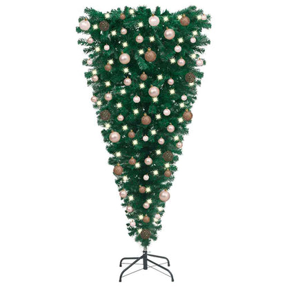 Upside-Down Artificial Pre-Lit Christmas Tree With Ball Set 210 Cm