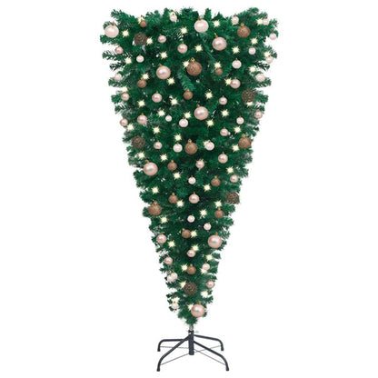 Upside-Down Artificial Pre-Lit Christmas Tree With Ball Set 210 Cm