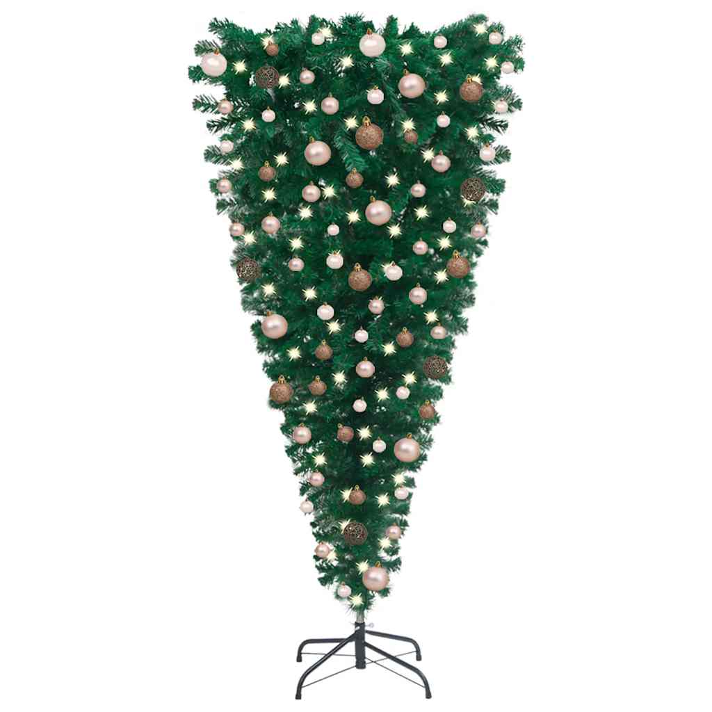 Upside-Down Artificial Pre-Lit Christmas Tree With Ball Set 210 Cm