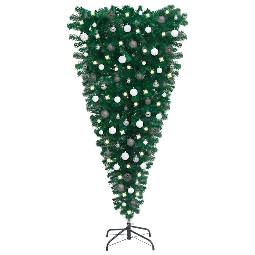 Upside-Down Artificial Pre-Lit Christmas Tree With Ball Set 210 Cm
