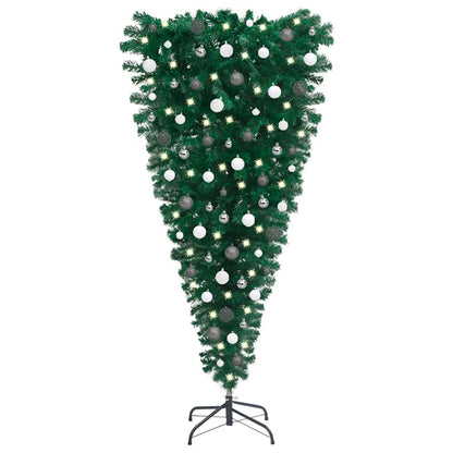 Upside-Down Artificial Pre-Lit Christmas Tree With Ball Set 210 Cm