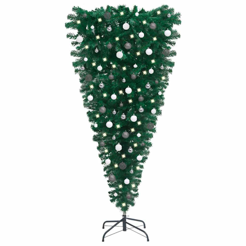Upside-Down Artificial Pre-Lit Christmas Tree With Ball Set 210 Cm