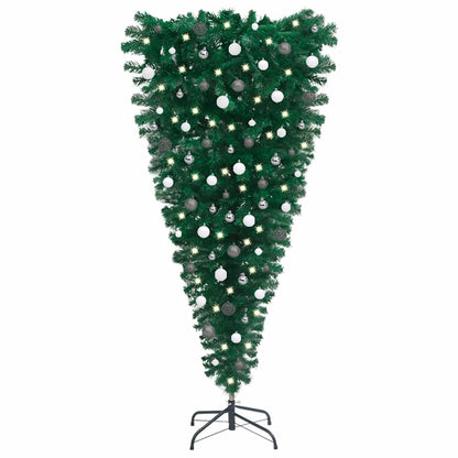 Upside-Down Artificial Pre-Lit Christmas Tree With Ball Set 210 Cm