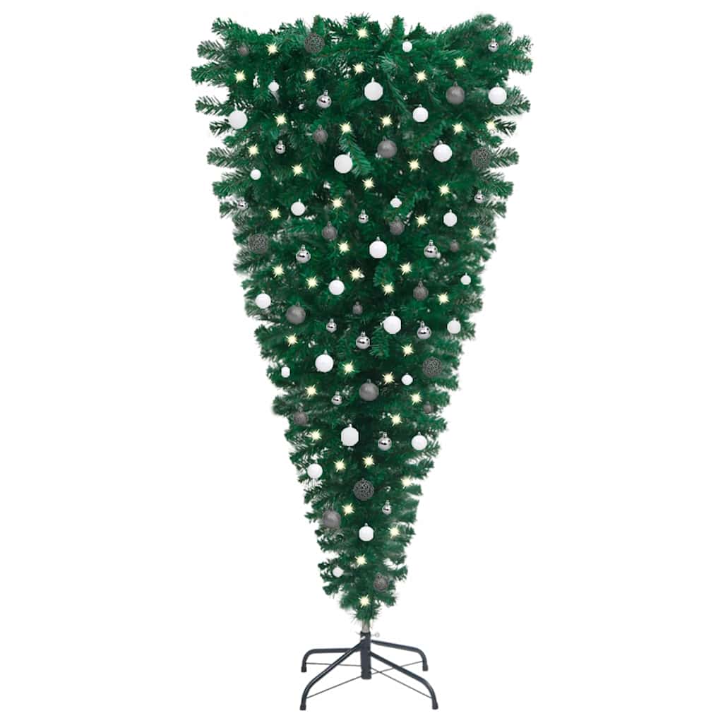 Upside-Down Artificial Pre-Lit Christmas Tree With Ball Set 210 Cm