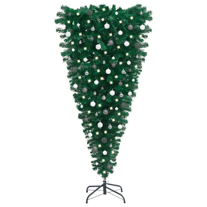 Upside-Down Artificial Pre-Lit Christmas Tree With Ball Set 210 Cm