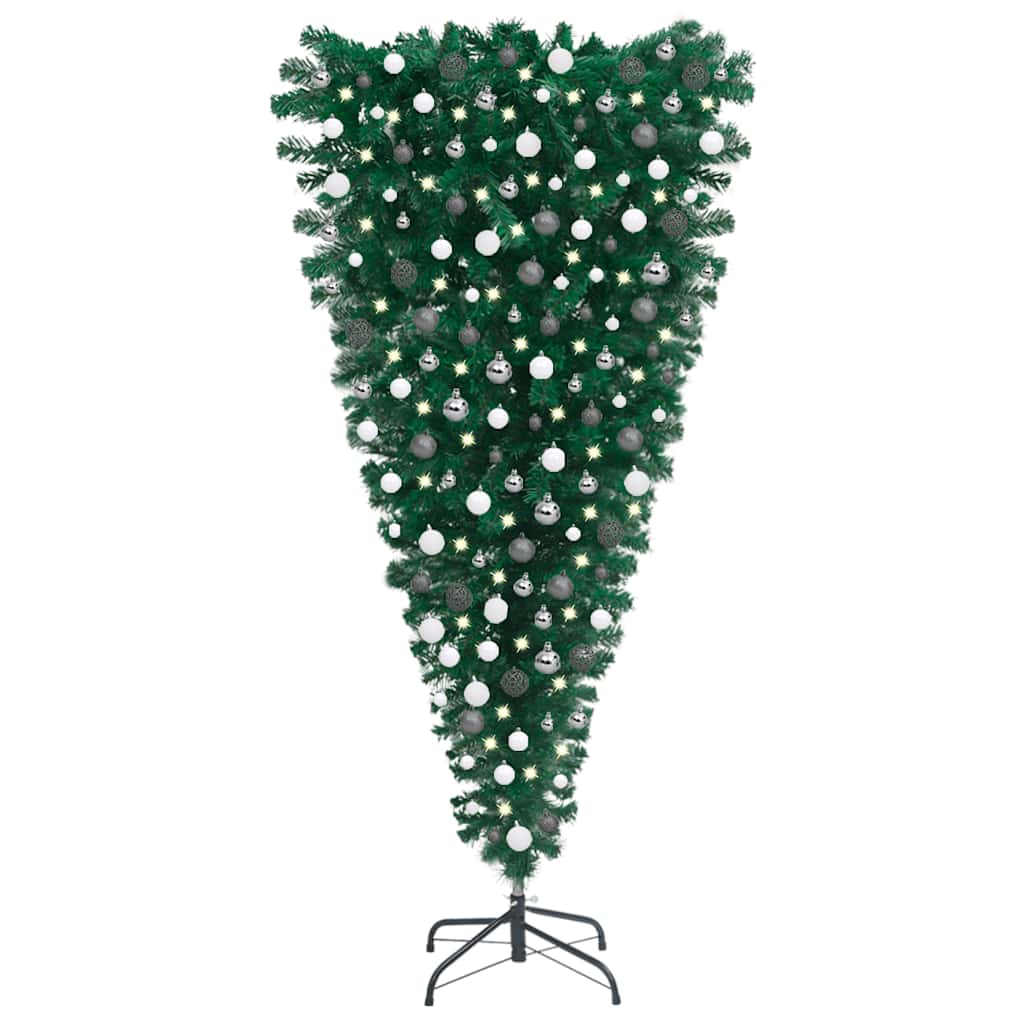 Upside-Down Artificial Pre-Lit Christmas Tree With Ball Set 210 Cm