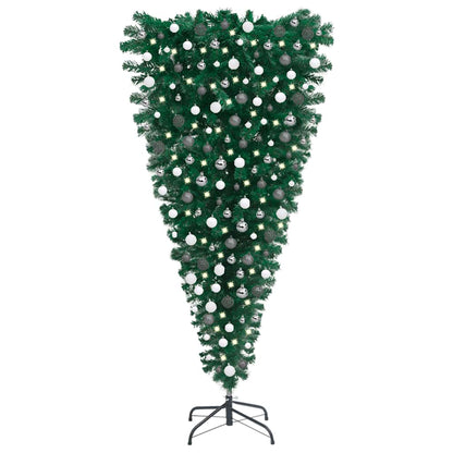 Upside-Down Artificial Pre-Lit Christmas Tree With Ball Set 210 Cm
