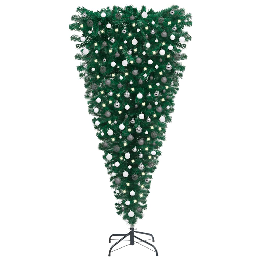 Upside-Down Artificial Pre-Lit Christmas Tree With Ball Set 210 Cm