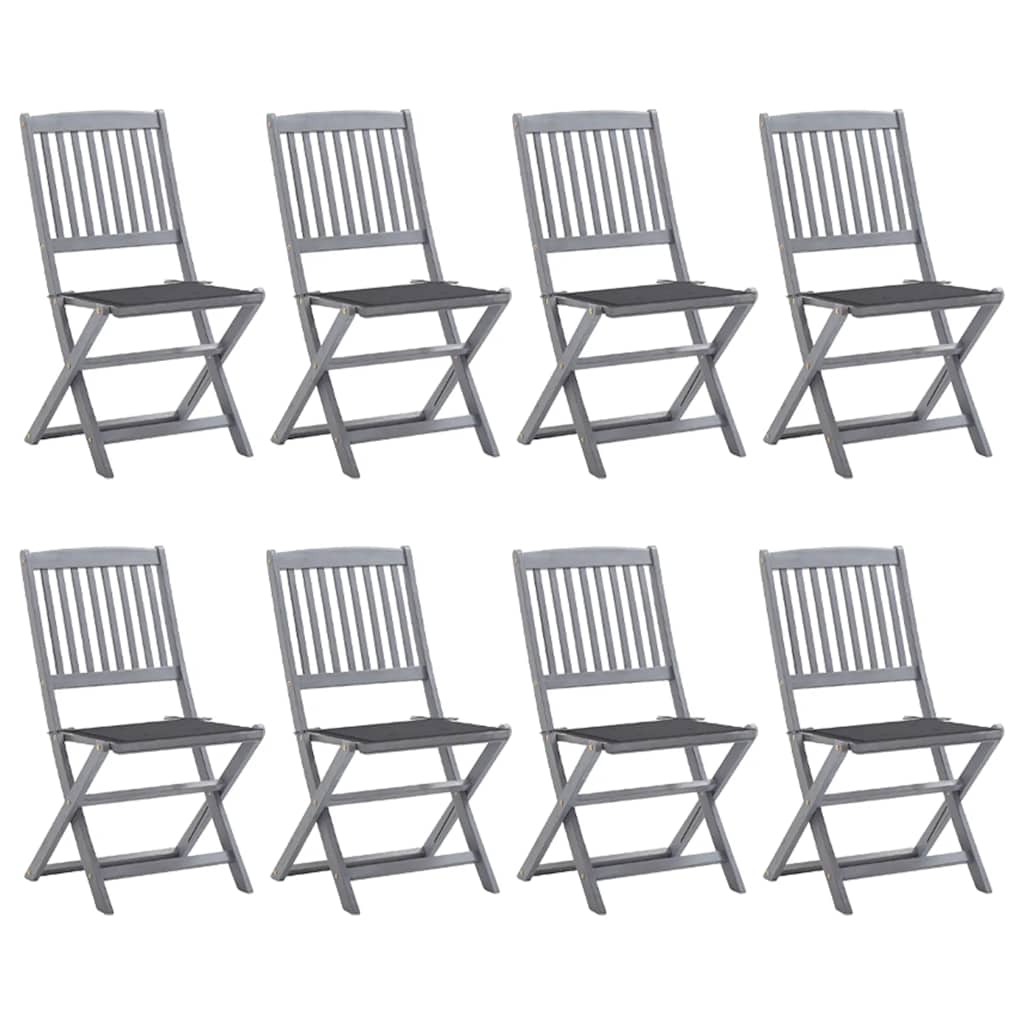 Folding Outdoor Chairs 4 Pcs With Cushions Solid Acacia Wood