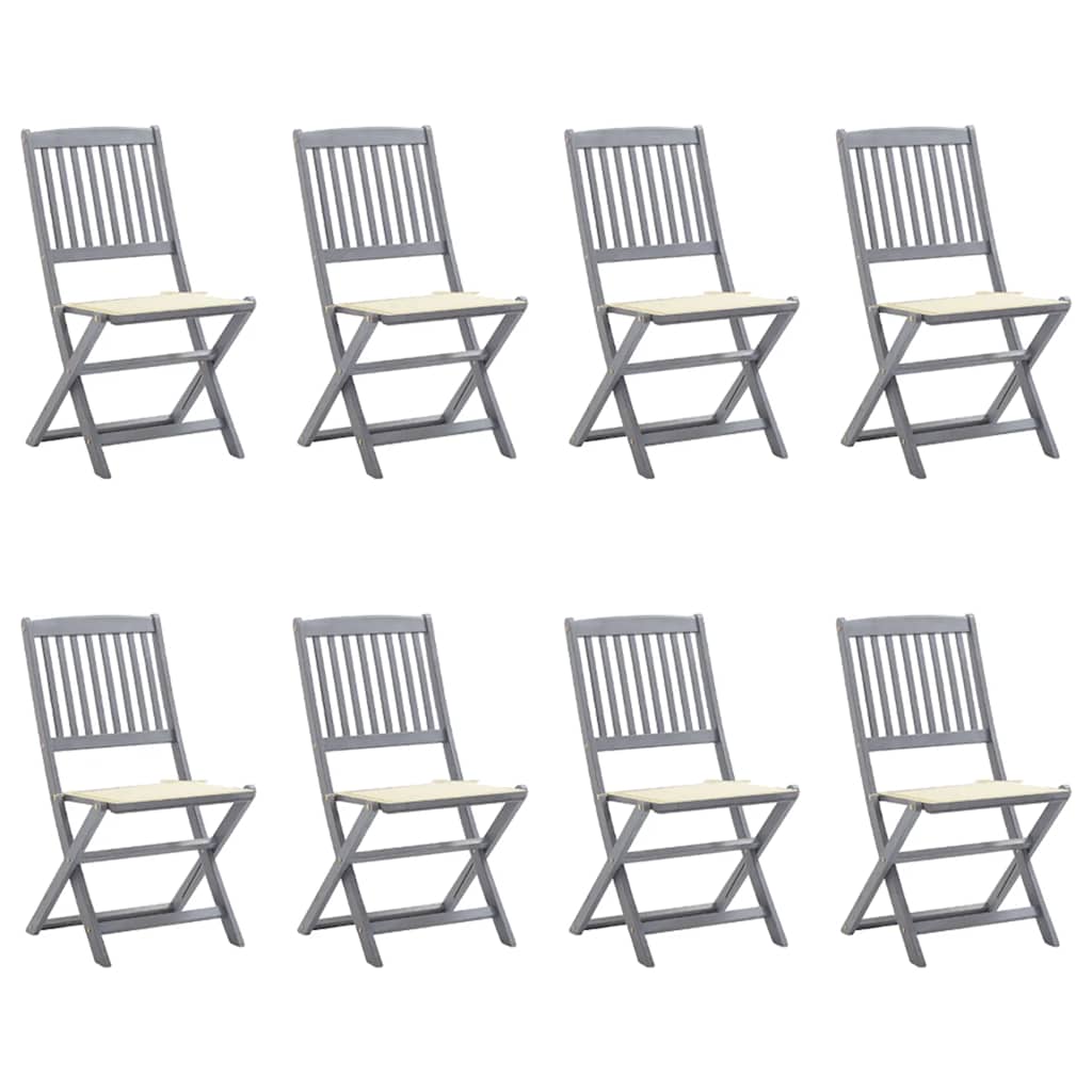Folding Outdoor Chairs 4 Pcs With Cushions Solid Acacia Wood