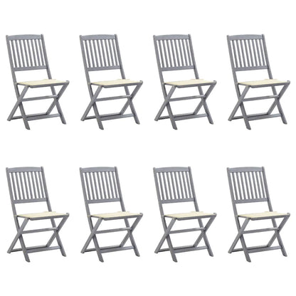 Folding Outdoor Chairs 4 Pcs With Cushions Solid Acacia Wood