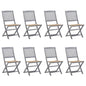 Folding Outdoor Chairs 4 Pcs With Cushions Solid Acacia Wood