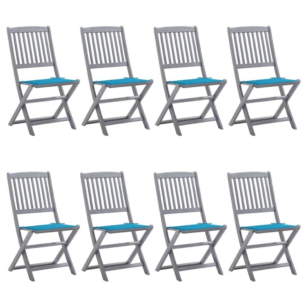 Folding Outdoor Chairs 4 Pcs With Cushions Solid Acacia Wood
