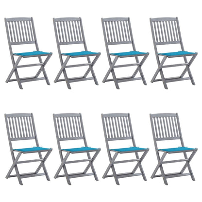 Folding Outdoor Chairs 4 Pcs With Cushions Solid Acacia Wood