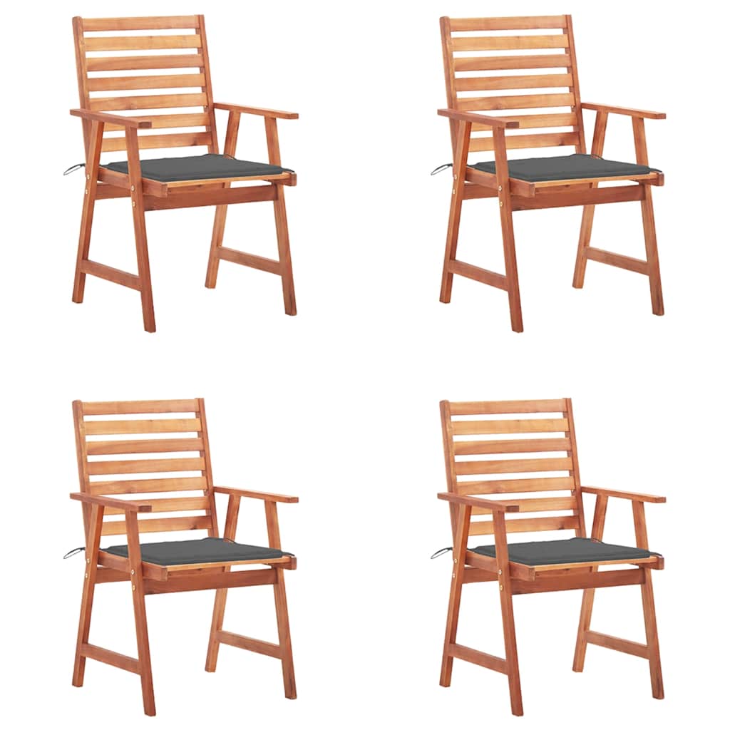 Outdoor Dining Chairs 2 Pcs With Cushions Solid Acacia Wood