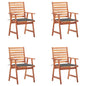 Outdoor Dining Chairs 2 Pcs With Cushions Solid Acacia Wood