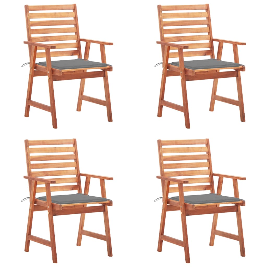 Outdoor Dining Chairs 2 Pcs With Cushions Solid Acacia Wood