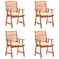 Outdoor Dining Chairs 2 Pcs With Cushions Solid Acacia Wood