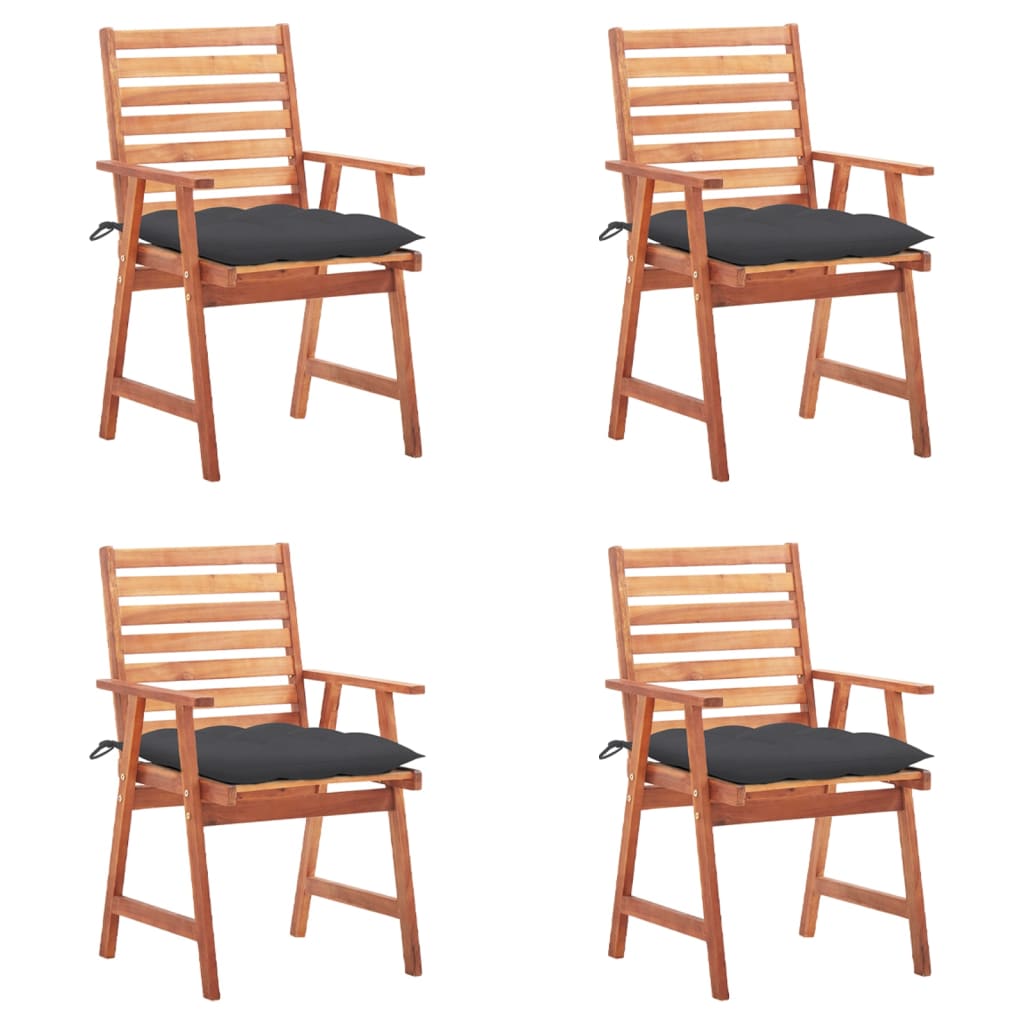 Outdoor Dining Chairs 3 Pcs With Cushions Solid Acacia Wood