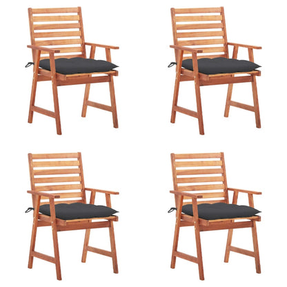 Outdoor Dining Chairs 3 Pcs With Cushions Solid Acacia Wood