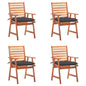 Outdoor Dining Chairs 3 Pcs With Cushions Solid Acacia Wood