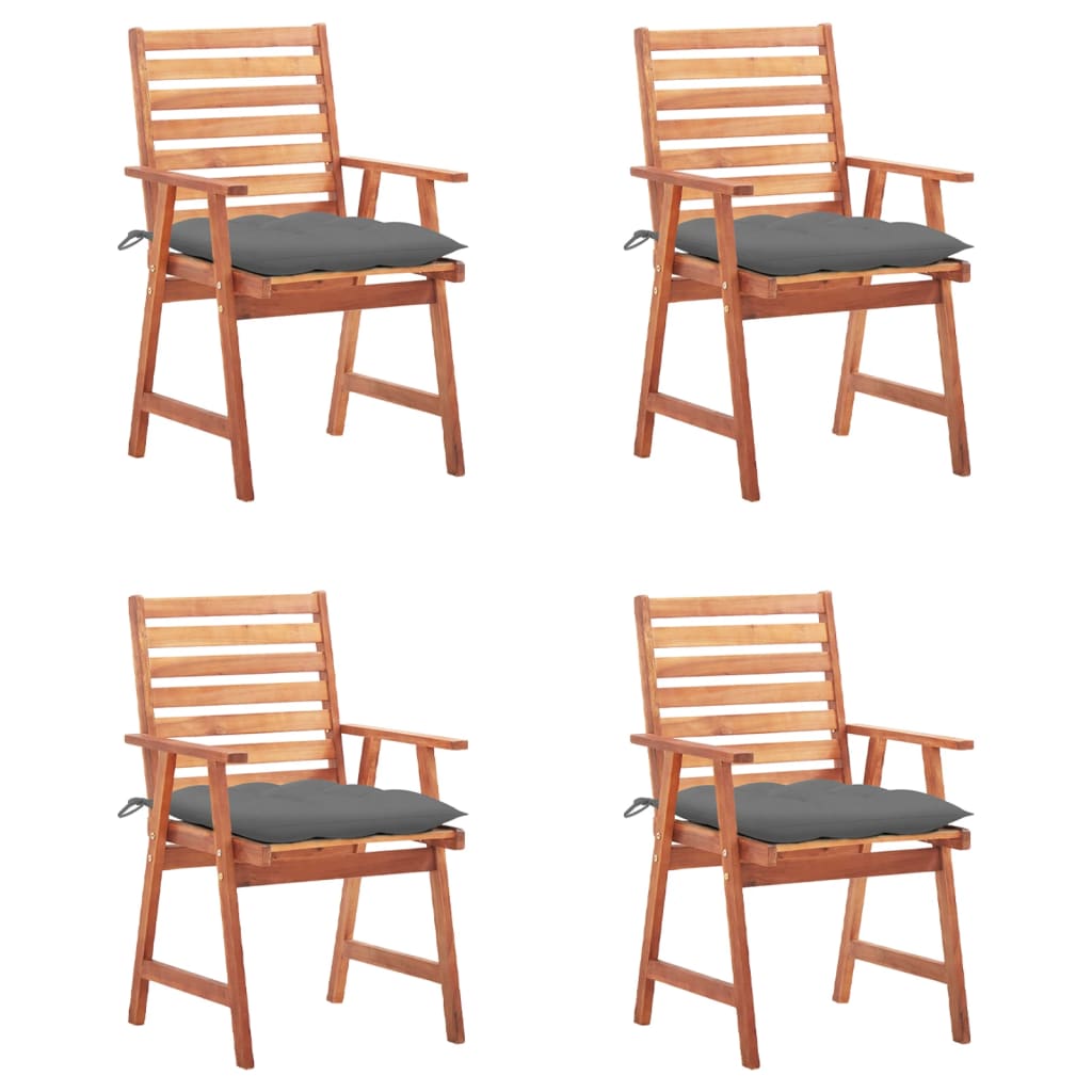 Outdoor Dining Chairs 3 Pcs With Cushions Solid Acacia Wood