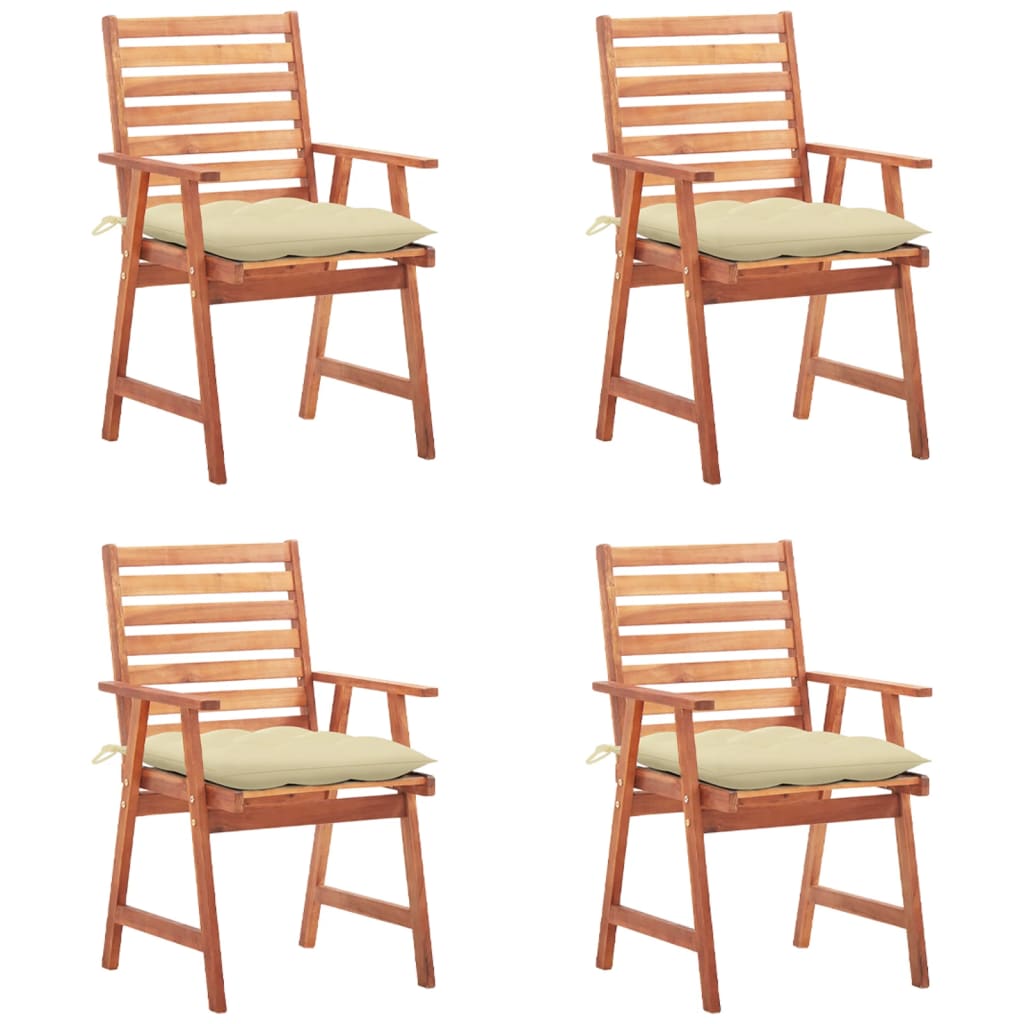 Outdoor Dining Chairs 3 Pcs With Cushions Solid Acacia Wood