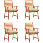 Outdoor Dining Chairs 3 Pcs With Cushions Solid Acacia Wood