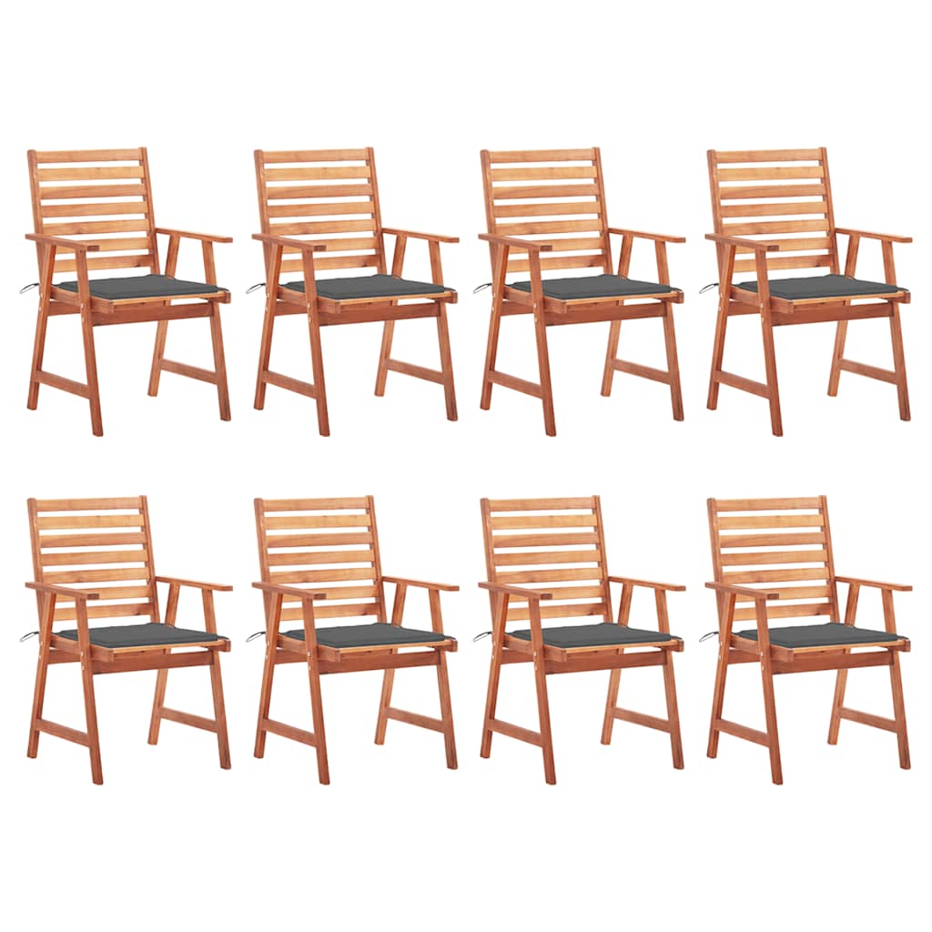 Outdoor Dining Chairs 2 Pcs With Cushions Solid Acacia Wood