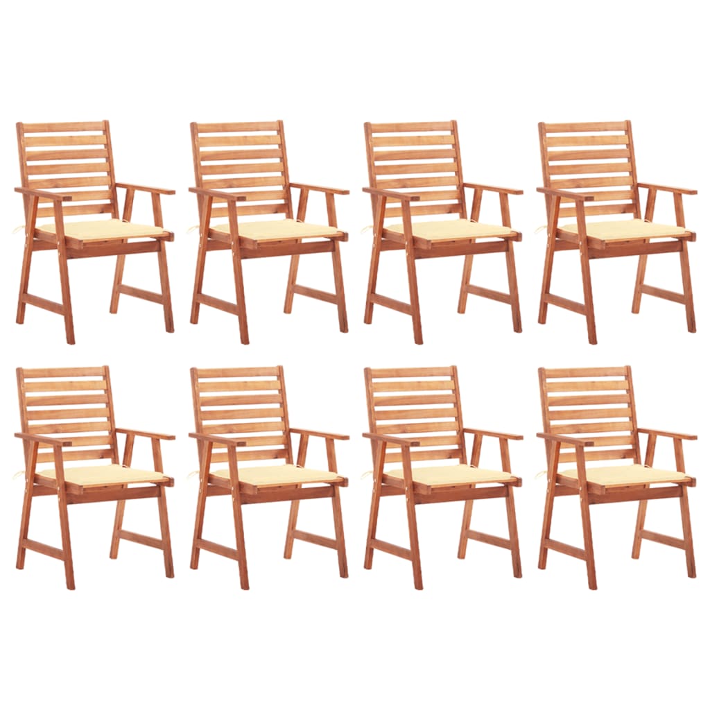 Outdoor Dining Chairs 2 Pcs With Cushions Solid Acacia Wood