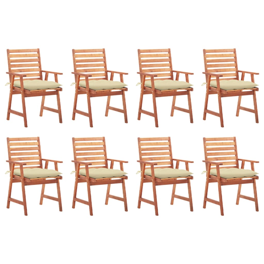 Outdoor Dining Chairs 3 Pcs With Cushions Solid Acacia Wood