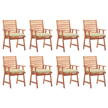 Outdoor Dining Chairs 3 Pcs With Cushions Solid Acacia Wood